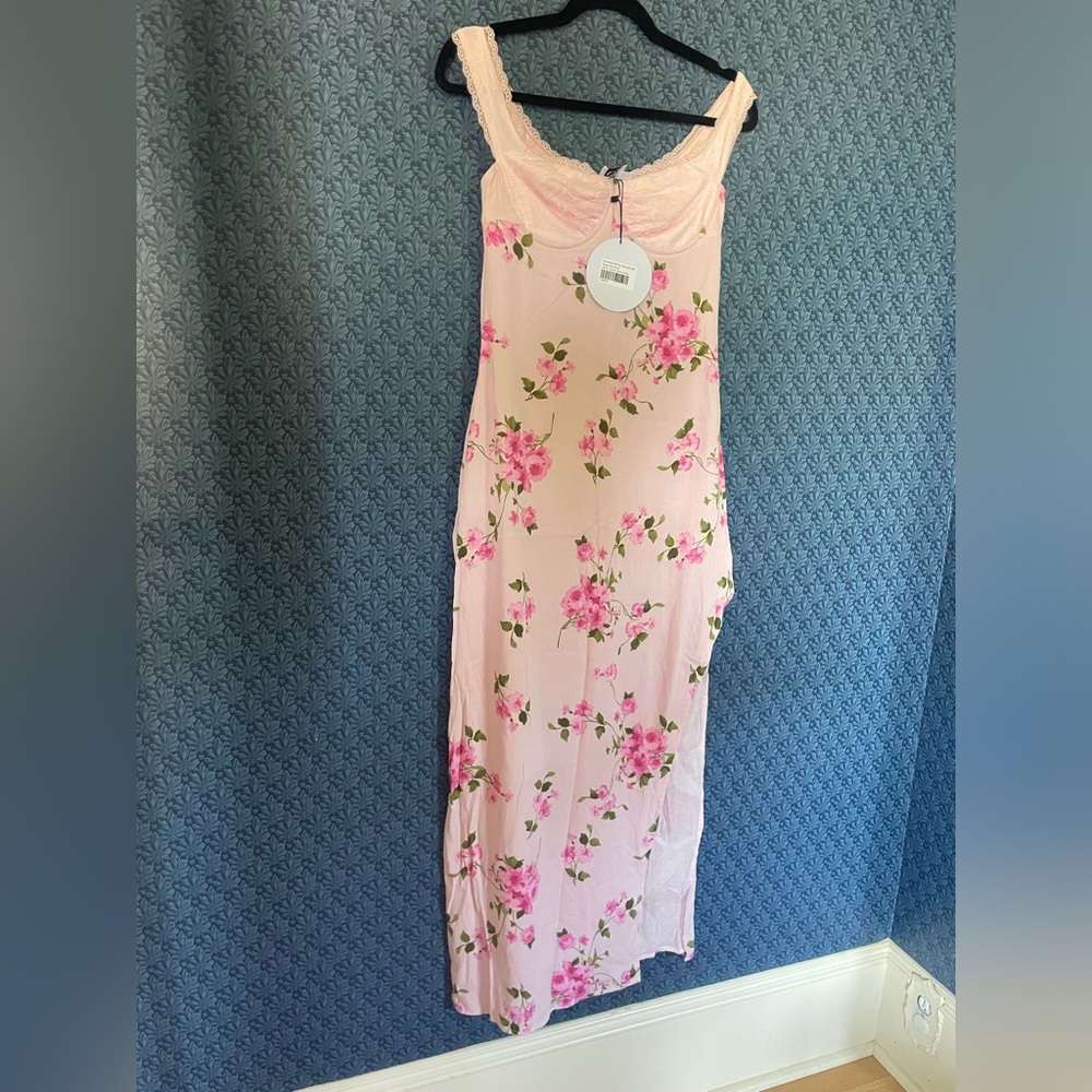 NWT Princess Polly Off Shoulder Emmeline Pink Floral Maxi Dress Size 4 Summer - Picture 9 of 9